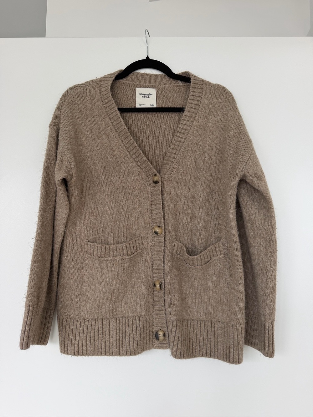 Abercrombie & Fitch Women's Taupe Button-Up V-Neck Cardigan
